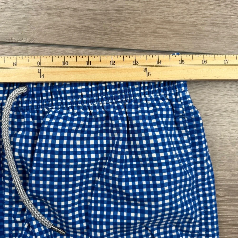 Tom & Teddy Mens Swim Trunks Gingham Check Blue White Size M